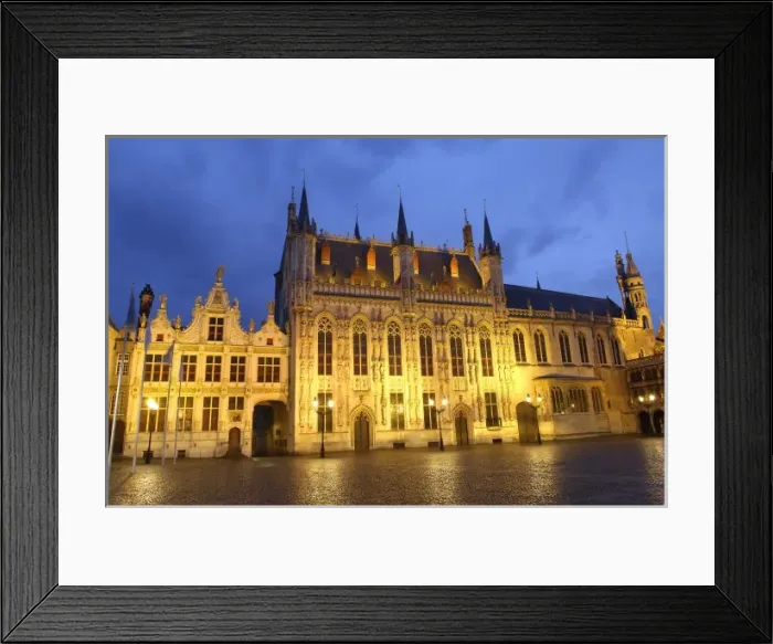 Framed Print : BELGIUM. Bruges. Burg Square. City hall buildings Framed Print : BELGIUM. Bruges. Burg Square. City hall buildings