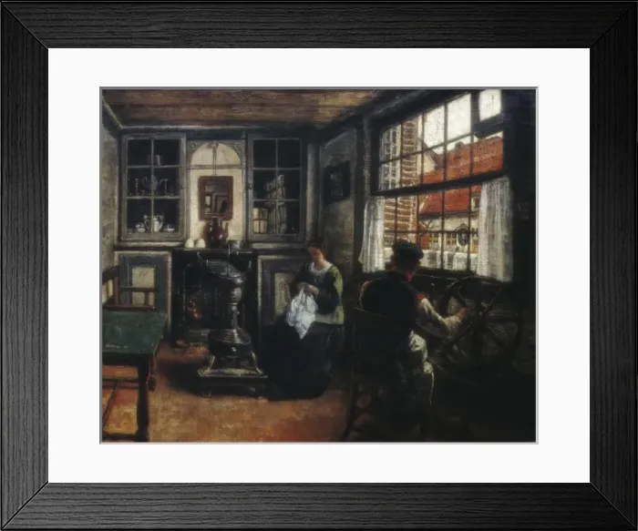 Framed Print : BRAEKELEER, Henri de (1840-1888). The Spinner Framed Print : BRAEKELEER, Henri de (1840-1888). The Spinner