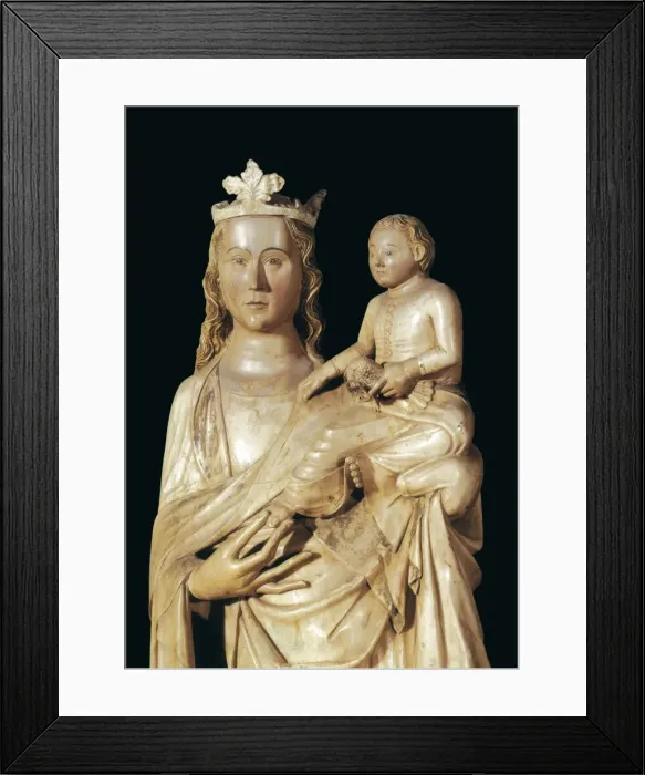 Framed Print : Virgin. 2nd half s. XIV. Detail. It has remains Framed Print : Virgin. 2nd half s. XIV. Detail. It has remains