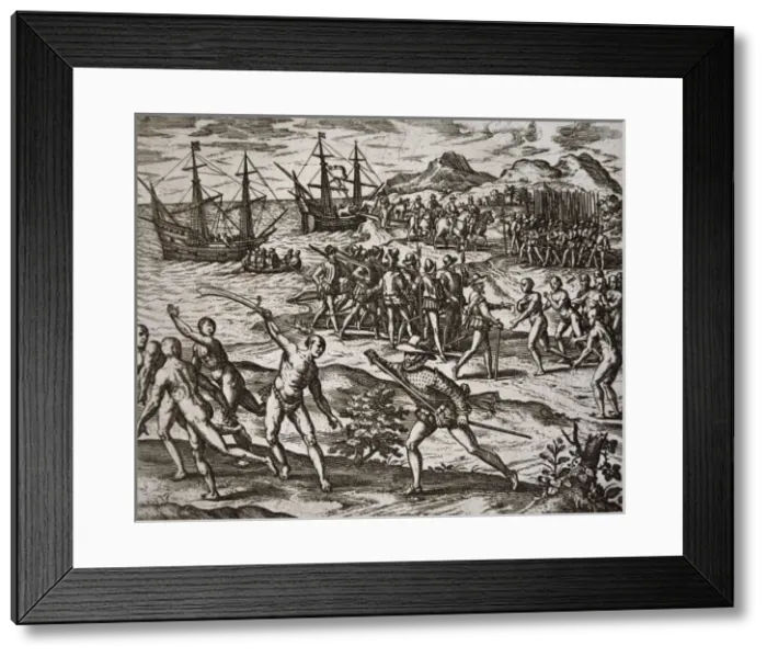 Framed Print : Landing and conquest of Yucatan by Francisco