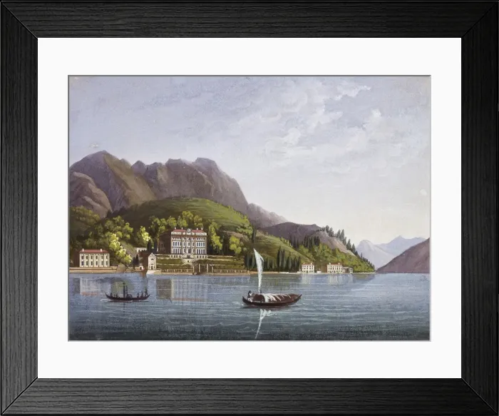 Framed Print : Cadenabbia (Italy). Villa Carlotta on the banks Framed Print : Cadenabbia (Italy). Villa Carlotta on the banks