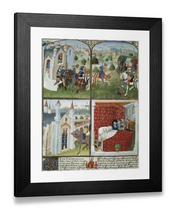 Framed Print : Le Roman de Tristan. 15th c. Four episodes of Framed Print : Le Roman de Tristan. 15th c. Four episodes of