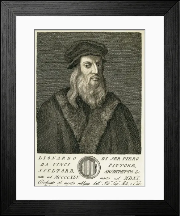 Framed Print : LEONARDO DA VINCI (1452-1519). Engraving. SPAIN Framed Print : LEONARDO DA VINCI (1452-1519). Engraving. SPAIN