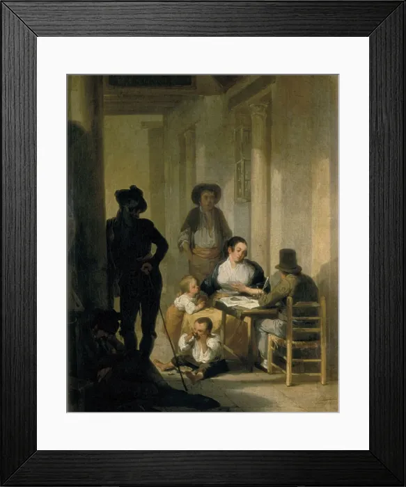 Framed Print : DOMINGUEZ BECQUER, Jos頨1805-1841). The Scribe Framed Print : DOMINGUEZ BECQUER, Jos頨1805-1841). The Scribe