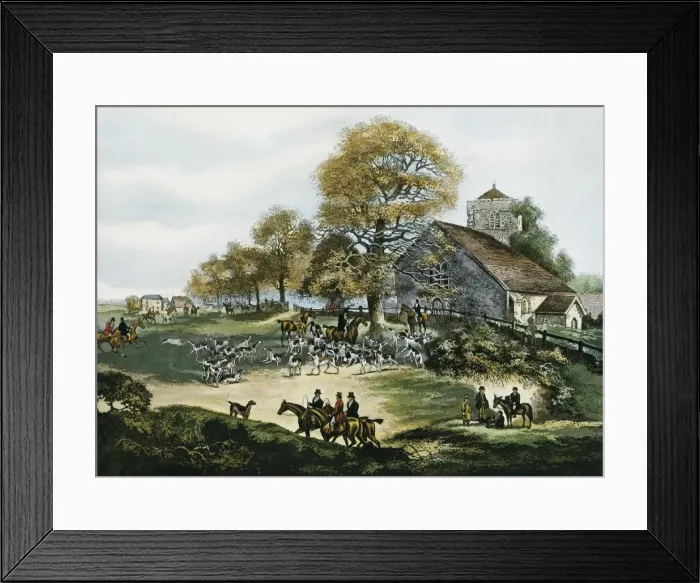 Framed Print : Fox Hunting in Surrey in 1824. Litography Framed Print : Fox Hunting in Surrey in 1824. Litography