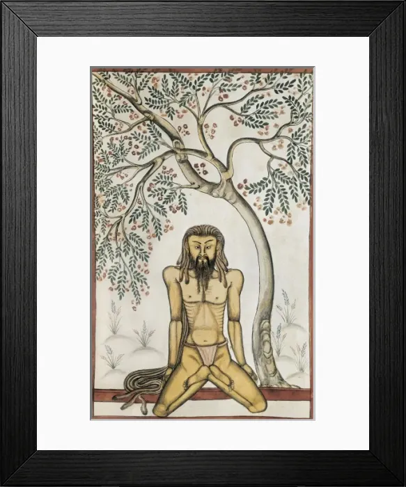 Framed Print : Book of the Moghul. Ms. 8300. 17th c. Yoga position Framed Print : Book of the Moghul. Ms. 8300. 17th c. Yoga position