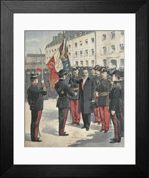 Framed Print : France. 3rd Republic (1901). Flag ceremony in Framed Print : France. 3rd Republic (1901). Flag ceremony in