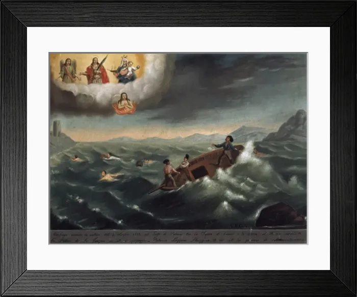 Framed Print : Ex-voto with scene of a shipwreck. Italian folk Framed Print : Ex-voto with scene of a shipwreck. Italian folk