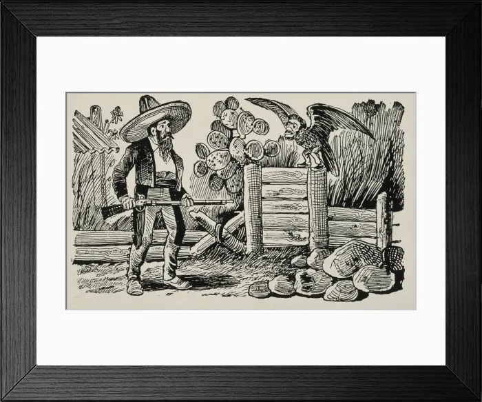 Framed Print : The rancher and the sparrowhawk. Engraving Framed Print : The rancher and the sparrowhawk. Engraving