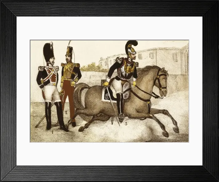 Framed Print : Spain (1833). Royal Guard. Grenadiers on horseback