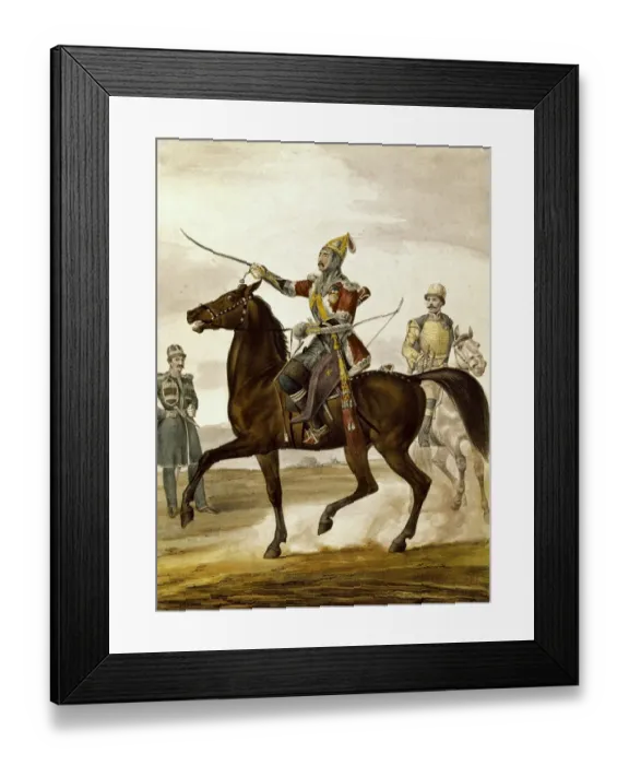 Framed Print : Turkish soldier on horseback. Litography Framed Print : Turkish soldier on horseback. Litography