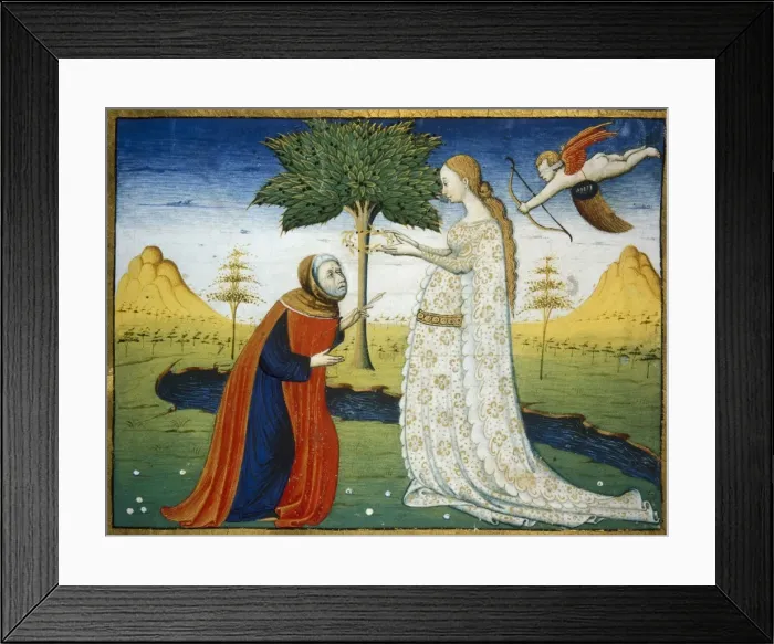 Framed Print : Miniature of Petrarcas songbook depicting Laura Framed Print : Miniature of Petrarcas songbook depicting Laura