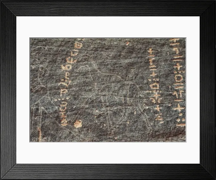 Framed Print : LIBYA. Tadrart Acacus. Rupestrian carving with Framed Print : LIBYA. Tadrart Acacus. Rupestrian carving with