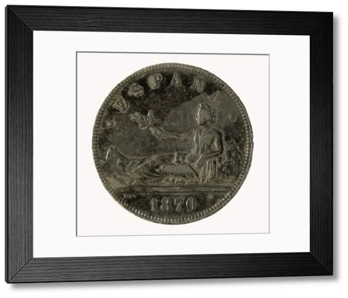 Framed Print : Spain. Coin of the provisional government (1870) Framed Print : Spain. Coin of the provisional government (1870)