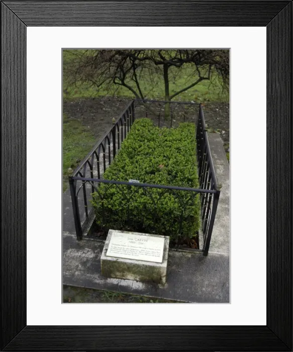 Framed Print : SWITZERLAND. Geneva. John Calvins tomb, in Framed Print : SWITZERLAND. Geneva. John Calvins tomb, in