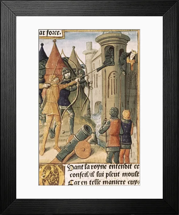 Framed Print : Queen Guinevere reinforcing the London tower Framed Print : Queen Guinevere reinforcing the London tower