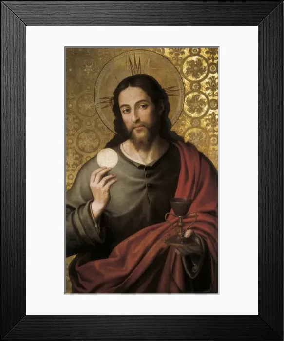 Framed Print : JUANES, Juan de (1523-1579). Eucharistic Saviour Framed Print : JUANES, Juan de (1523-1579). Eucharistic Saviour