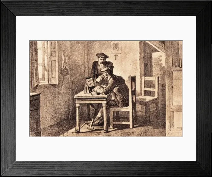 Framed Print : Spain. Carlists. Zumalacarregui teaching general Framed Print : Spain. Carlists. Zumalacarregui teaching general