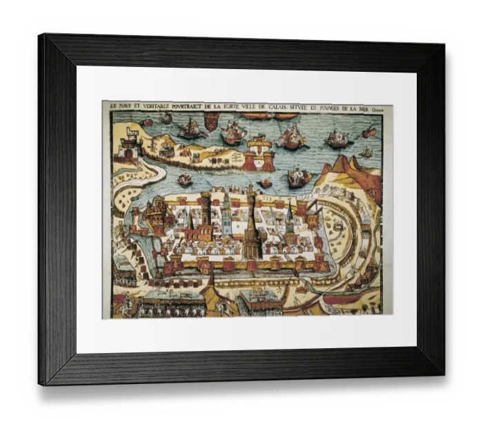 Framed Print : Calais in 1538. Xylography. ITALY. Milan. Civica Framed Print : Calais in 1538. Xylography. ITALY. Milan. Civica