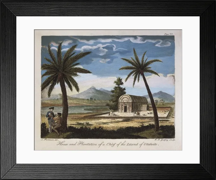 Framed Print : House and plantation of a Chief of the island Framed Print : House and plantation of a Chief of the island