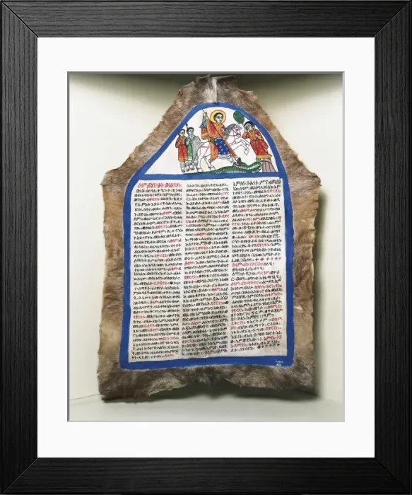 Framed Print : Saint George. Polychromed manuscript on gazelle Framed Print : Saint George. Polychromed manuscript on gazelle