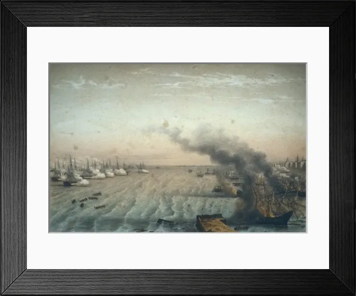 Framed Print : Crimean War. The bombardment of Odessa. On April Framed Print : Crimean War. The bombardment of Odessa. On April