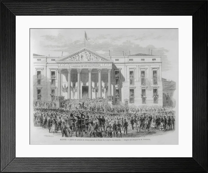 Framed Print : Spain (1868). Madrid. Armed people parading in Framed Print : Spain (1868). Madrid. Armed people parading in