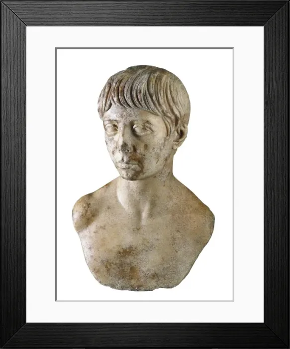 Framed Print : Bust of adolescent. 98-117. Roman art. Early Framed Print : Bust of adolescent. 98-117. Roman art. Early