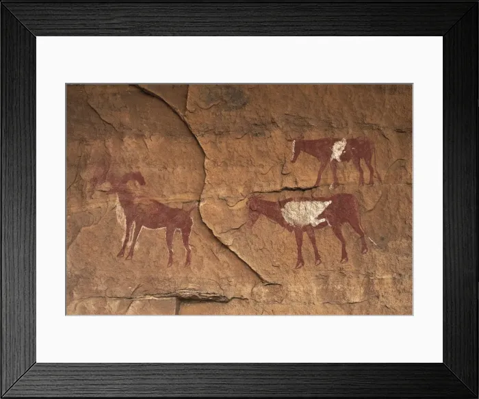 Framed Print : LIBYA. Tadrart Acacus. Representation of cattle Framed Print : LIBYA. Tadrart Acacus. Representation of cattle