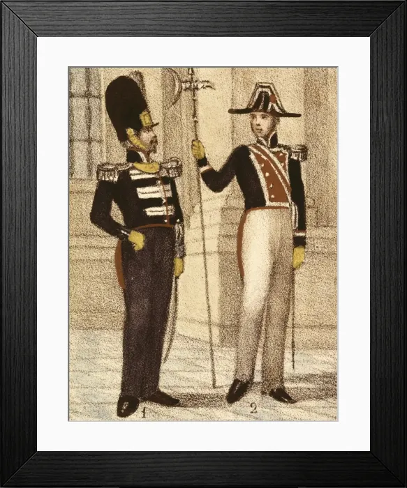 Framed Print : Spain (1833). Royal Guard Infantry and halberdier Framed Print : Spain (1833). Royal Guard Infantry and halberdier