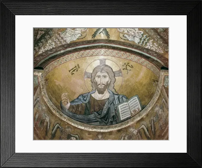Framed Print : Christ Pantocreator. 1148. ITALY. Cefal Framed Print : Christ Pantocreator. 1148. ITALY. Cefal