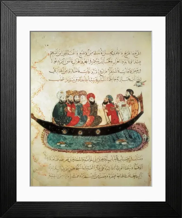 Framed Print : Persian ship on the Euphrates River. Persian Framed Print : Persian ship on the Euphrates River. Persian