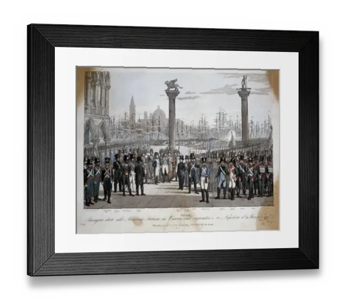 Framed Print : Napoleon makes a tour of inspection to the Italian Framed Print : Napoleon makes a tour of inspection to the Italian