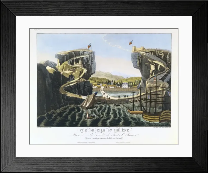 Framed Print : View of the Saint Helena Island. Prison in Framed Print : View of the Saint Helena Island. Prison in