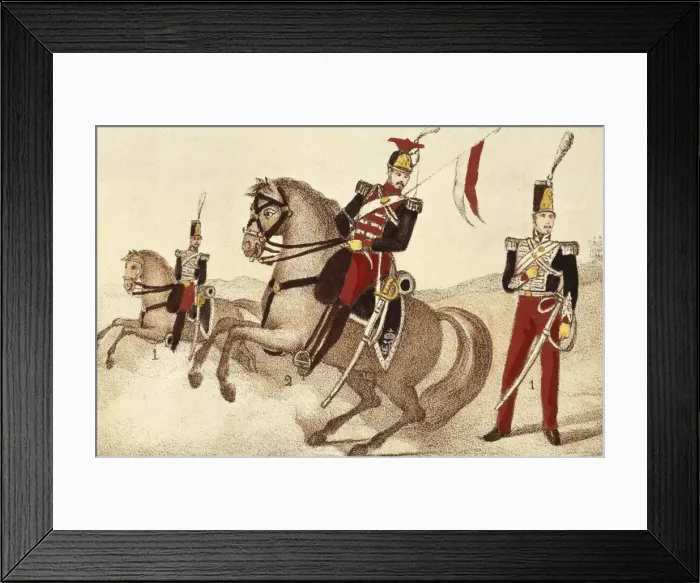 Framed Print : Spain. Hunters on horseback and lanciers of Framed Print : Spain. Hunters on horseback and lanciers of