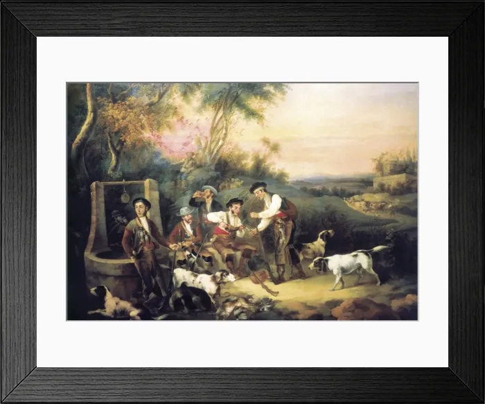 Framed Print : CORTES Y AGUILAR, Andr鳠(1815-1880). Hunters Framed Print : CORTES Y AGUILAR, Andr鳠(1815-1880). Hunters