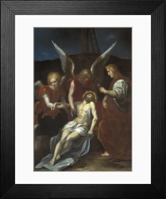 Framed Print : Dead Jesus held by angels. 16th c. Anonymous Framed Print : Dead Jesus held by angels. 16th c. Anonymous