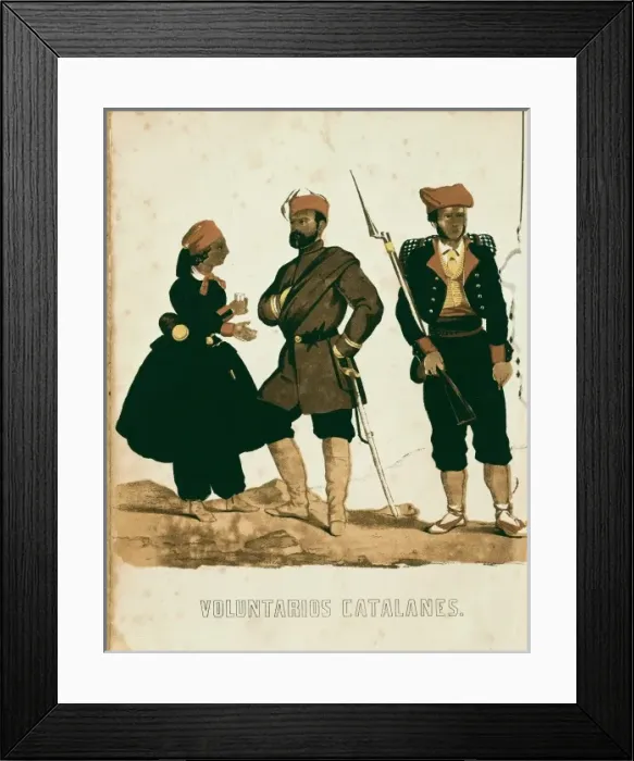 Framed Print : Spain (19th c. ). Catalan volunteers of the War Framed Print : Spain (19th c. ). Catalan volunteers of the War
