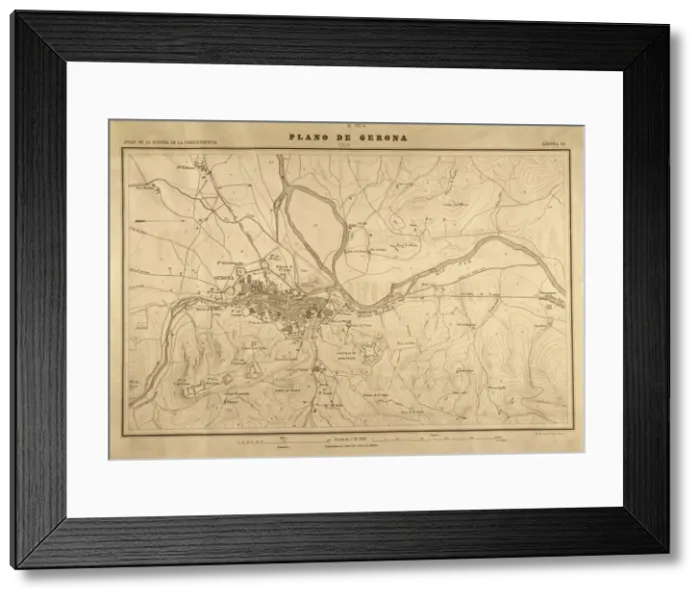 Framed Print : Map of Gerona (1809). SPAIN. Madrid. National Framed Print : Map of Gerona (1809). SPAIN. Madrid. National