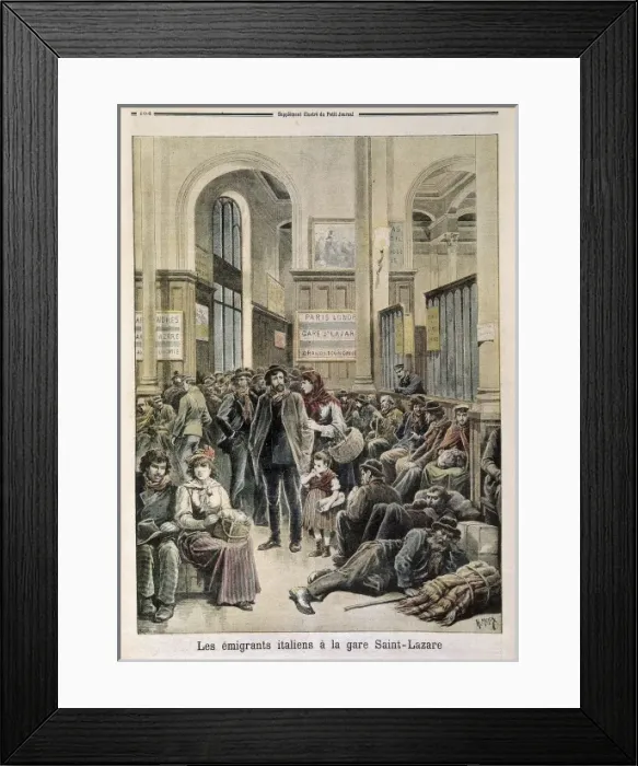 Framed Print : France. Italian emigrants in the train station Framed Print : France. Italian emigrants in the train station