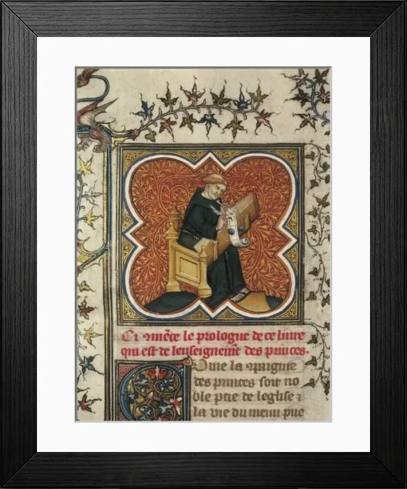 Framed Print : Scribe monk. French school (14th c. ). Illustration Framed Print : Scribe monk. French school (14th c. ). Illustration