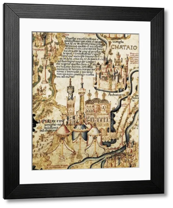 Framed Print : Fra Mauro ( -1460). Fra Mauro map. 1459. Detail Framed Print : Fra Mauro ( -1460). Fra Mauro map. 1459. Detail