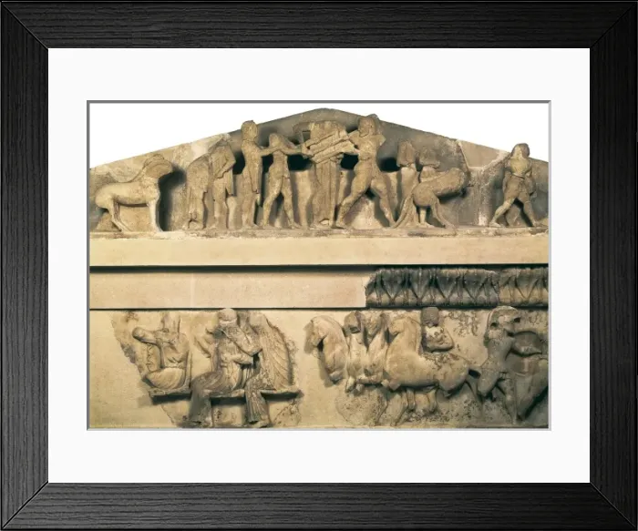 Framed Print : Pediment and frieze from the treasury of Framed Print : Pediment and frieze from the treasury of