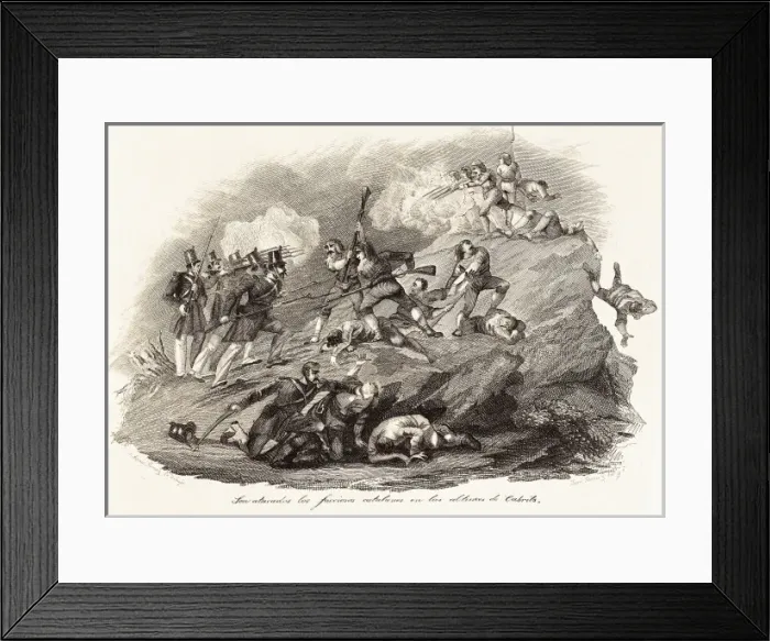 Framed Print : Spain. Carlist Wars. Catalan rebels are attacked Framed Print : Spain. Carlist Wars. Catalan rebels are attacked