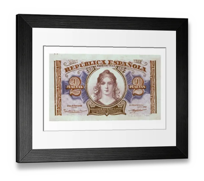 Framed Print : 2 pesetas bill of the Spanish Second Republic Framed Print : 2 pesetas bill of the Spanish Second Republic