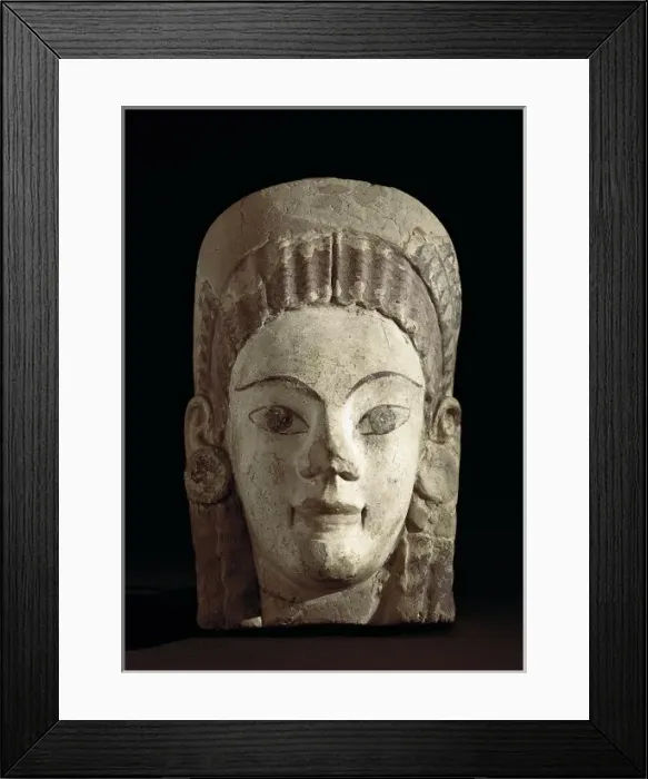 Framed Print : Antefix with female figure. ca. 530 BC-. Etruscan Framed Print : Antefix with female figure. ca. 530 BC-. Etruscan
