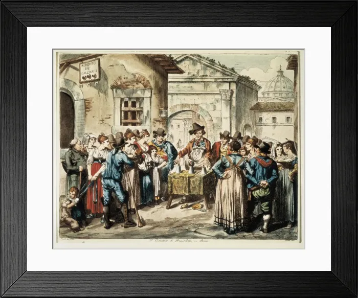 Framed Print : The shaker player in Rome. Engraving Framed Print : The shaker player in Rome. Engraving