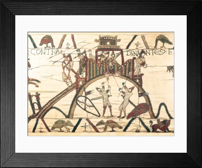 Framed Print : Bayeux Tapestry. 1066-1077. Detail of the attack Framed Print : Bayeux Tapestry. 1066-1077. Detail of the attack