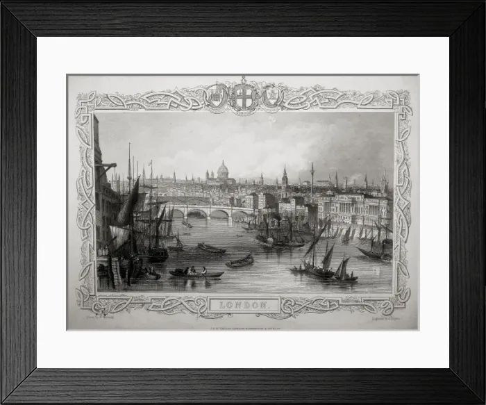 Framed Print : Londes. Thames in 19th c. Engraving. SPAIN. Barcelona Framed Print : Londes. Thames in 19th c. Engraving. SPAIN. Barcelona