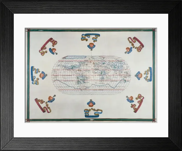 Framed Print : Portolan chart atlas, 1591. World map. Renaissance Framed Print : Portolan chart atlas, 1591. World map. Renaissance
